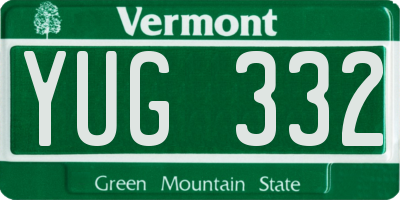 VT license plate YUG332
