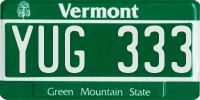 VT license plate YUG333