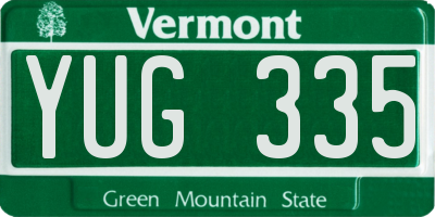 VT license plate YUG335