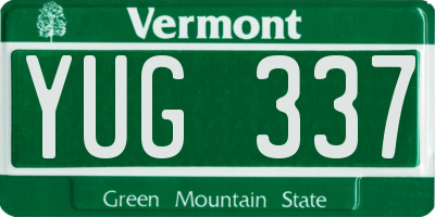 VT license plate YUG337