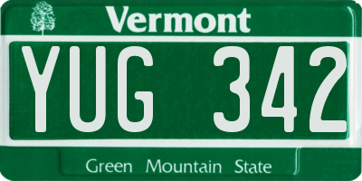 VT license plate YUG342