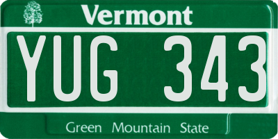 VT license plate YUG343