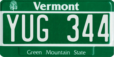 VT license plate YUG344
