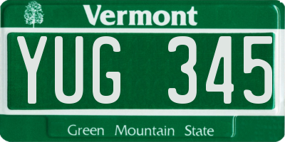 VT license plate YUG345