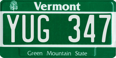 VT license plate YUG347