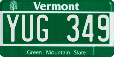 VT license plate YUG349