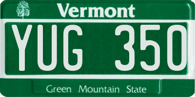 VT license plate YUG350