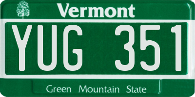 VT license plate YUG351