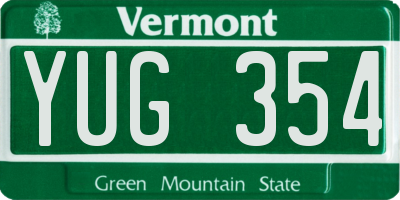 VT license plate YUG354