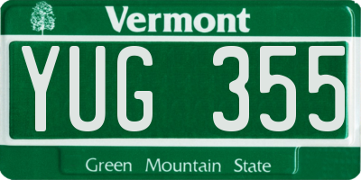 VT license plate YUG355