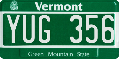 VT license plate YUG356
