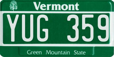 VT license plate YUG359