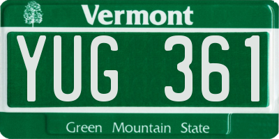 VT license plate YUG361