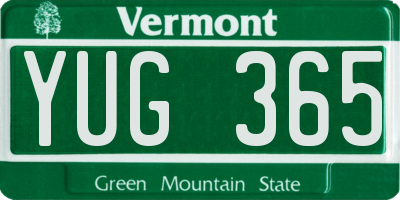 VT license plate YUG365