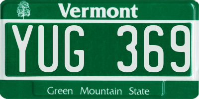 VT license plate YUG369