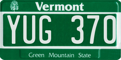 VT license plate YUG370