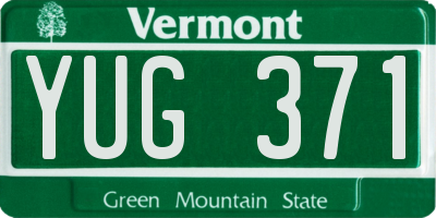 VT license plate YUG371