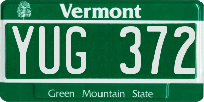 VT license plate YUG372