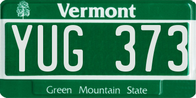 VT license plate YUG373