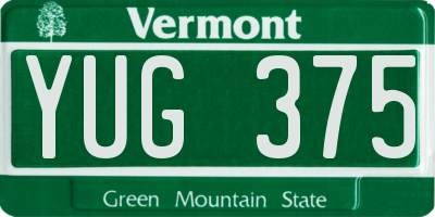 VT license plate YUG375