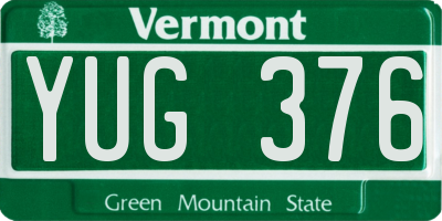 VT license plate YUG376