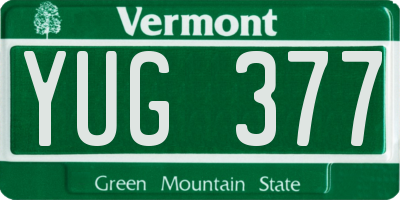 VT license plate YUG377