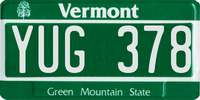 VT license plate YUG378