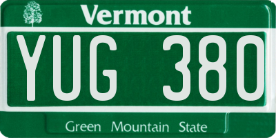 VT license plate YUG380