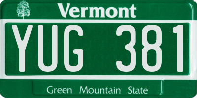 VT license plate YUG381