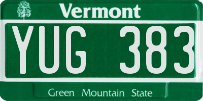 VT license plate YUG383