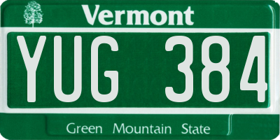 VT license plate YUG384