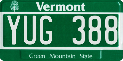VT license plate YUG388