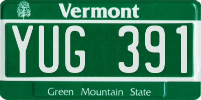 VT license plate YUG391