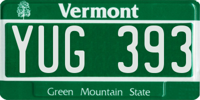 VT license plate YUG393