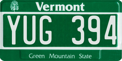 VT license plate YUG394