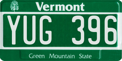 VT license plate YUG396