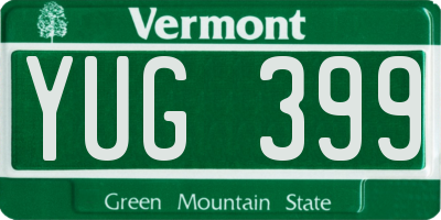 VT license plate YUG399