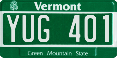 VT license plate YUG401
