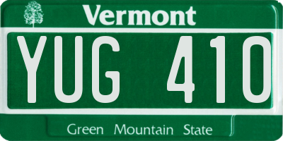 VT license plate YUG410