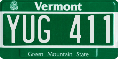 VT license plate YUG411