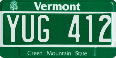 VT license plate YUG412