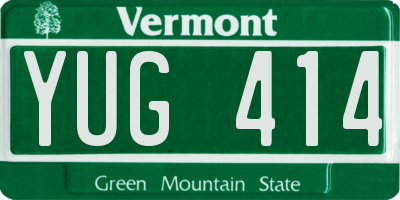 VT license plate YUG414