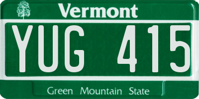 VT license plate YUG415