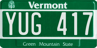VT license plate YUG417