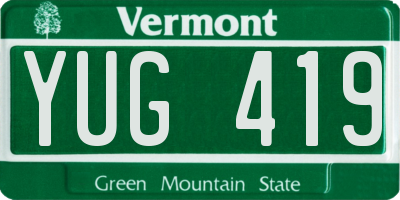 VT license plate YUG419