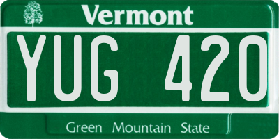 VT license plate YUG420