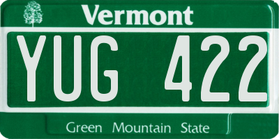 VT license plate YUG422