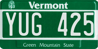 VT license plate YUG425