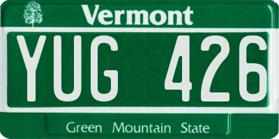 VT license plate YUG426