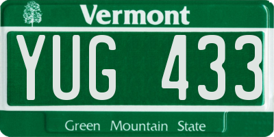 VT license plate YUG433